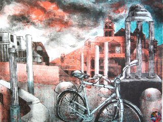 040R - Foro Romano (rosa)  (Foro Romano (rose) ) - cm. 50x70 - Litografia (Lithography)